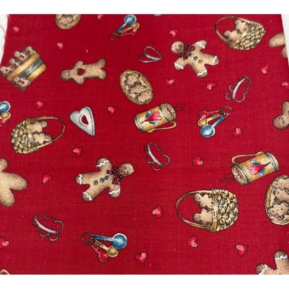 Gingerbread-Themed Cotton Fabric 14x30" Festive Design Baking Hearts Sweet Fun - Picture 2 of 12